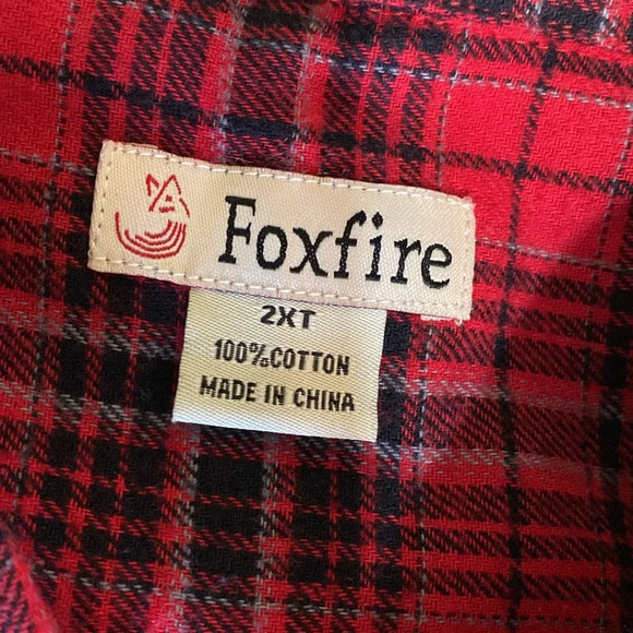 Foxfire Red & Black Plaid Button Front Men’s Flannel Shirt Top, Size 2XT. - Picture 7 of 9